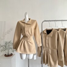 【赋绅】 奶咖格调 翻领连衣裙图片色其他扎染中长款连帽款边