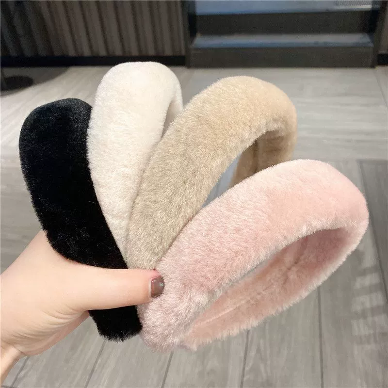 Demi-season plush sponge headband, universal hair accessory, simple and elegant design