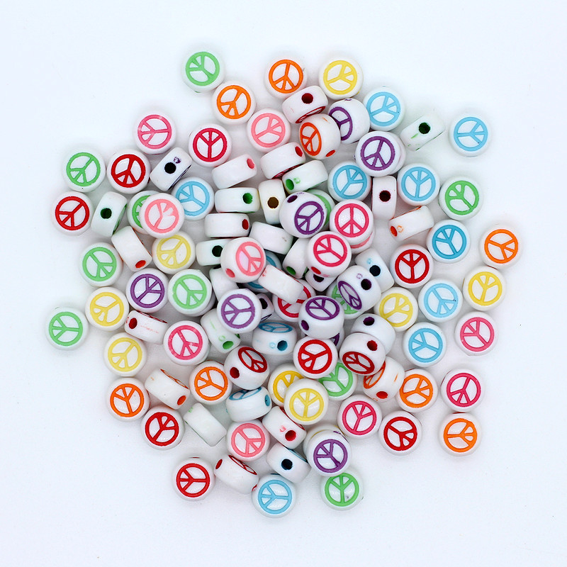 DIY Beaded Jewelry Bracelet Necklace Mobile Phone Chain Keychain Accessories Material Children's Early Education Flat Beads Smiley Beads