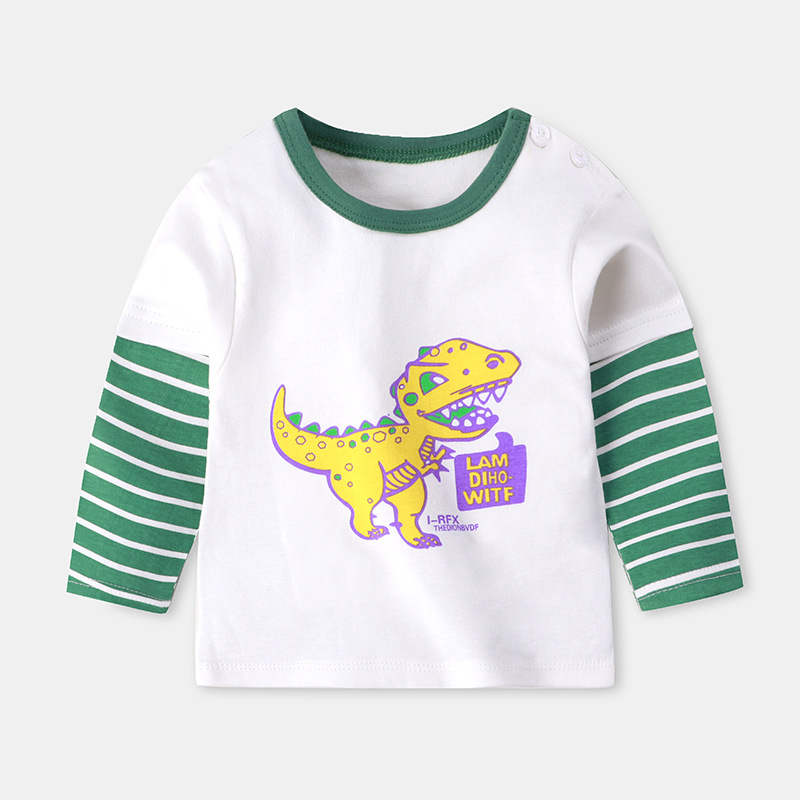 Children's Bottoming Shirt Cotton T-shirt Spring And Autumn New Baby Cartoon Tops Boys And Girls One-piece Baby Long Sleeves