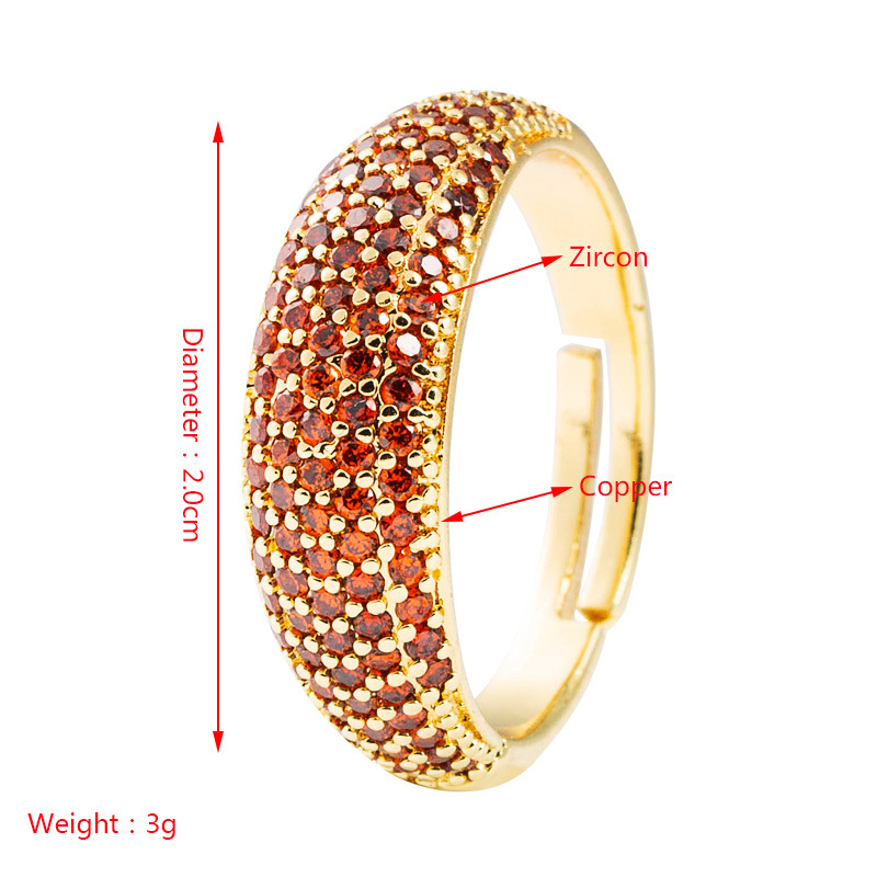 RetroKupfer vergoldeter voller Diamant mit breitem Gesicht offener Ring Grohandel Nihaojewelrypicture1
