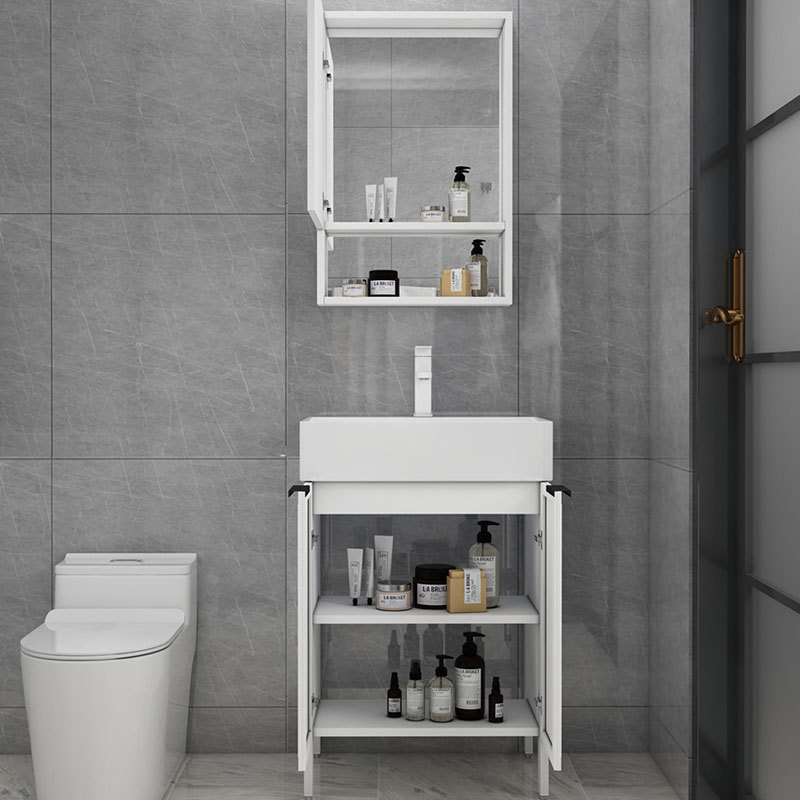 Aluminio espacio pequeño apartamento baño lavabo mueble de baño combinación suelo-pie baño lavabo mueble