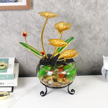 简约家居流水摆件玻璃鱼缸招财循环水前台客厅办公桌摆件开业送礼