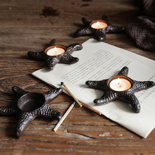 复古怀旧做旧铸铁海星烛台美式欧式装饰咖啡馆酒吧民宿软装摆件