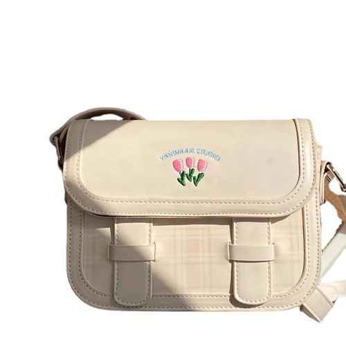 Girls' college style cute Cambridge bag tofu bag student casual versatile high-end crossbody bag single shoulder armpit bag