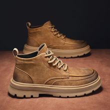 秋冬款马丁靴男高帮英伦风短靴男士工装鞋子复古软底靴子中帮男鞋