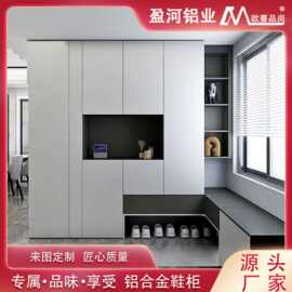 简约铝合金鞋柜家用门口入户隔断玄关柜大容量收纳柜一体靠墙定制