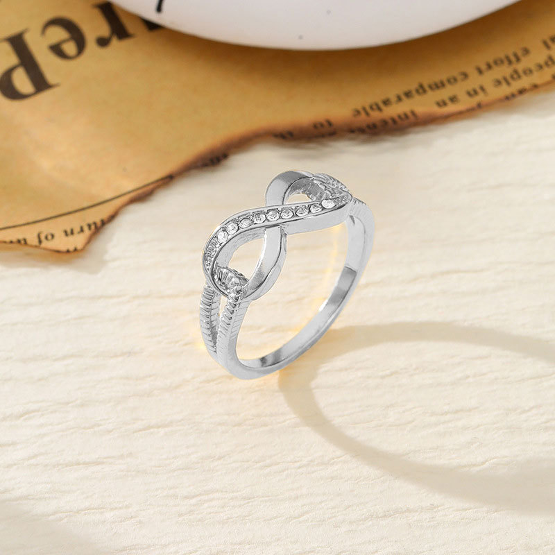 Cross-border Hot Sale New Creative Diamond 8-character European and American Simple Fashion Ladies Engagement Ring Fashion Ring