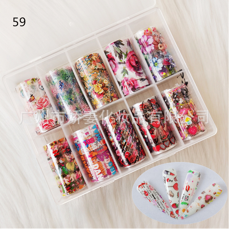 Summer theme watermark sticker suit plant flower color nail decoration nail sticker 4*100CM