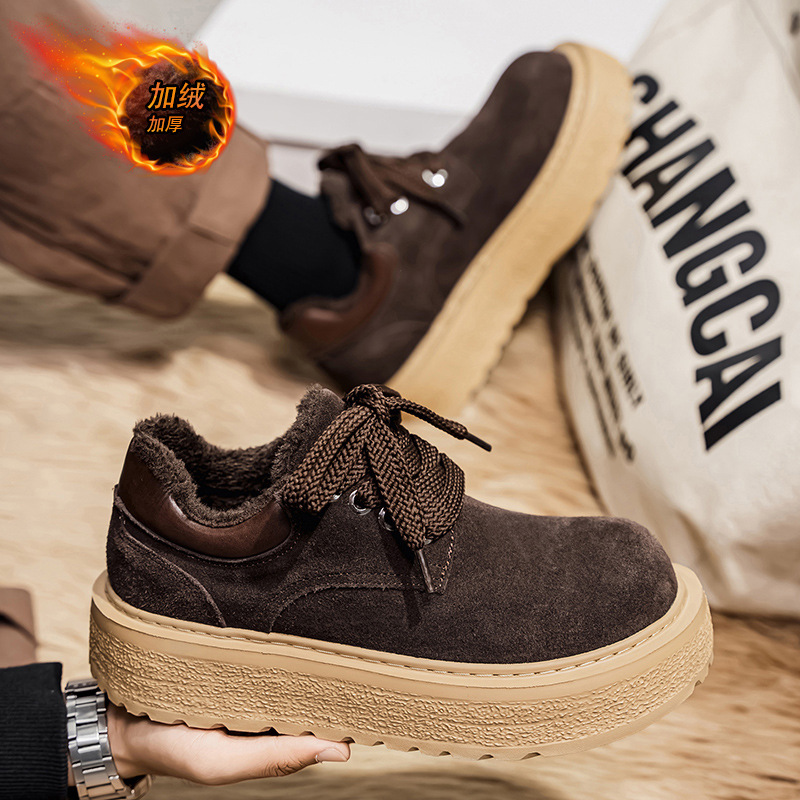 高定大头热门同款男鞋2025新款冬季加绒帅气休闲加棉马丁鞋