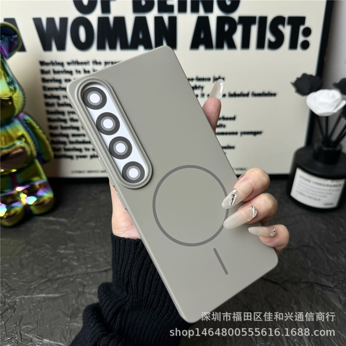 Titanium gray/fine circle magnetic ring [soft and moisturizing hard case]