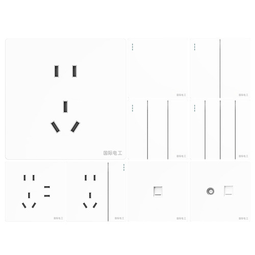 International electrician type 86 one-open five-hole with USB socket panel household 16a wall power switch socket wholesale
