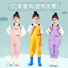 儿童赶海连体玩水衣服全身防水雨裤雨靴一体下水裤涉水幼儿园装备