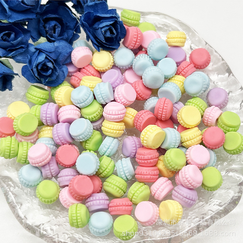 Mini macaron miniatura alimentos y jugar escena resina modelo de juguete DIY horquilla teléfono caso colgante Accesorios al por mayor