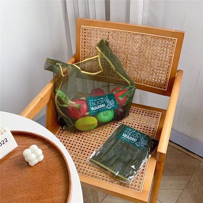 背心式果蔬环保购物袋 风文艺收纳袋 欧美大容量网兜