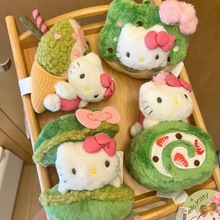 抹茶系列Hellokitty小挂件甜甜圈瑞士卷凯蒂猫冰淇淋毛绒玩偶批发