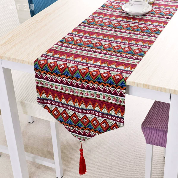 Red, boho style, cotton and linen