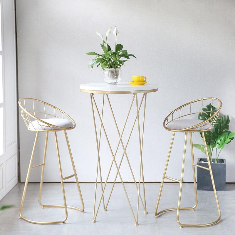 Nordic bar chair milk tea shop high stool cafe dining chair back chair modern simple bar stool