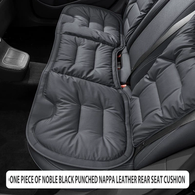 Seat cushion, seat cover | Seat Pad, Soft and Comfortable - noble-black-nappa-perforated-breathable-rear-seat-cushion-1-piece