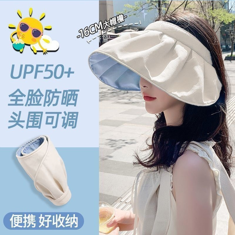 Vinyl Sun Protection Hat for Women 2025 New Summer Travel Sunshade Face-Showing Small Fisherman Hat Large Brim Sun Hat