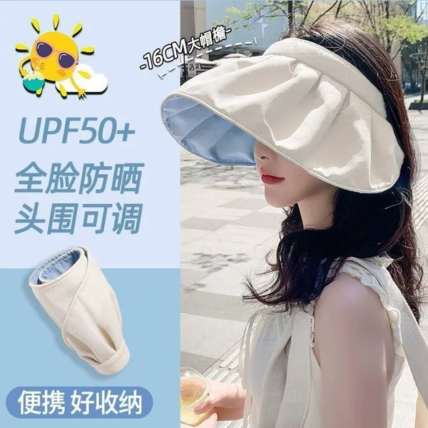 Vinyl Sun Protection Hat for Women 2025 New Summer Travel Sunshade Face-Showing Small Fisherman Hat Large Brim Sun Hat