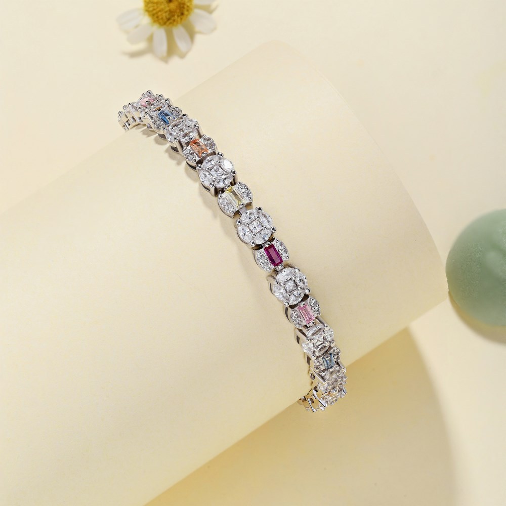 40g Weight Zircon Inlay Material Tennis Bracelet Classification 1 Piece Quantity Banquet, Party Occasion 925 Sterling Silver Material Geometric Pattern Women's Gender Plating, Inlay Design Elegant, Luxurious, Shiny Style 925 Sterling Silver Tennis Bracelet Elegant Luxurious Shiny 15