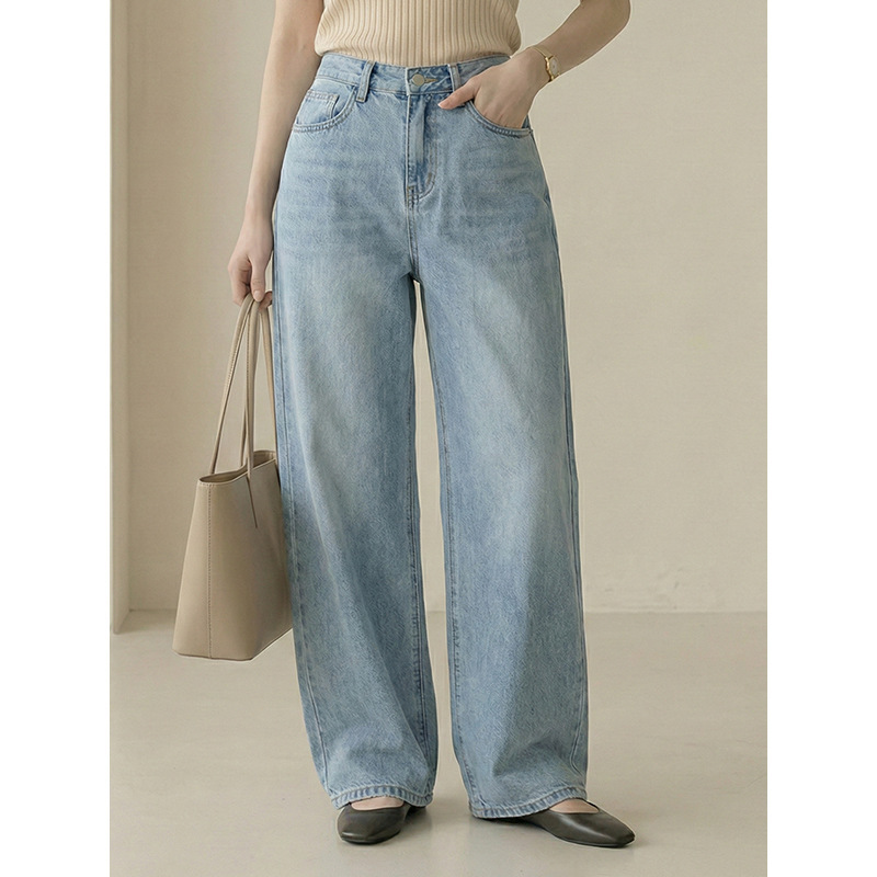 Yun Chang All-Cotton Straight-Leg Jeans for Women, New Spring Thin Casual Pants, High-Waisted Slimming Long Pants, In-Stock Wholesale Yun Chang All-Cotton Straight-Leg Jeans for Women, New Spring Thin Casual Pants, High-Waisted Slimming Long Pants, In-Stock Wholesale