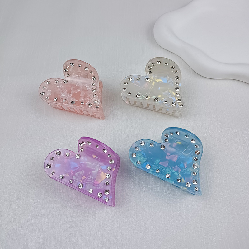 Women's Sweet Heart Shape Plastic Rhinestone Hair Claws display picture 3