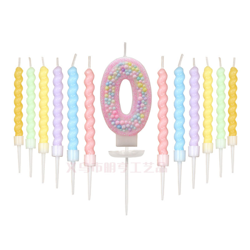 マカロンカラーボールねじキャンドルセット誕生日キャンドルクロスボーダーアマゾンカラーデジタルキャンドルケーキ装飾|undefined