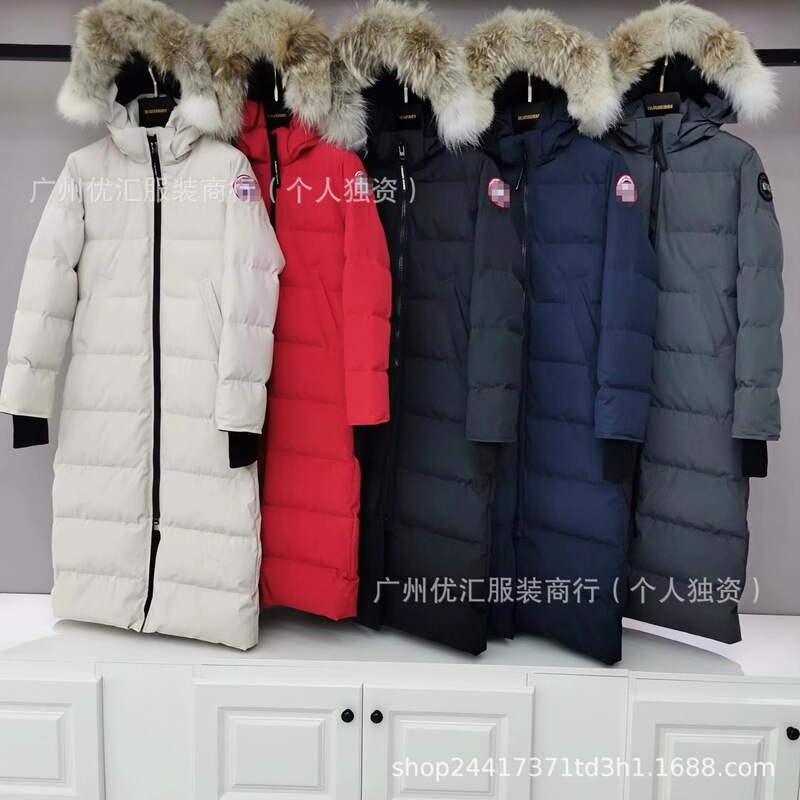 Foreign Trade 22 Styles of Women's Thickened Long Canadian down Jackets with Fur Collar, Hooded Parka, White Duck down Coat