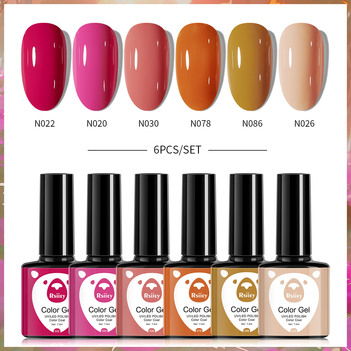 6-color nail polish glue suit popular color painted glossy cat eye UV phototherapy glue for nail salon