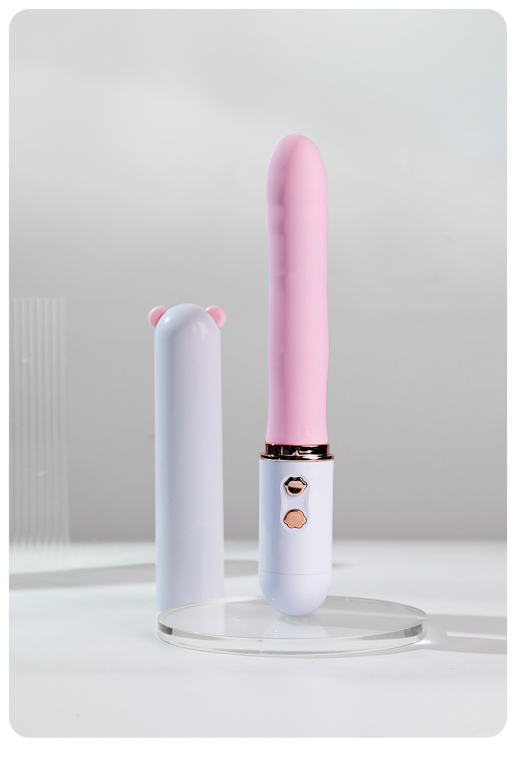 Mystery Pudding Bear Telescopic Cannon Vibrator, Soft Body, Strong Shock, Light Pink — detail image 19