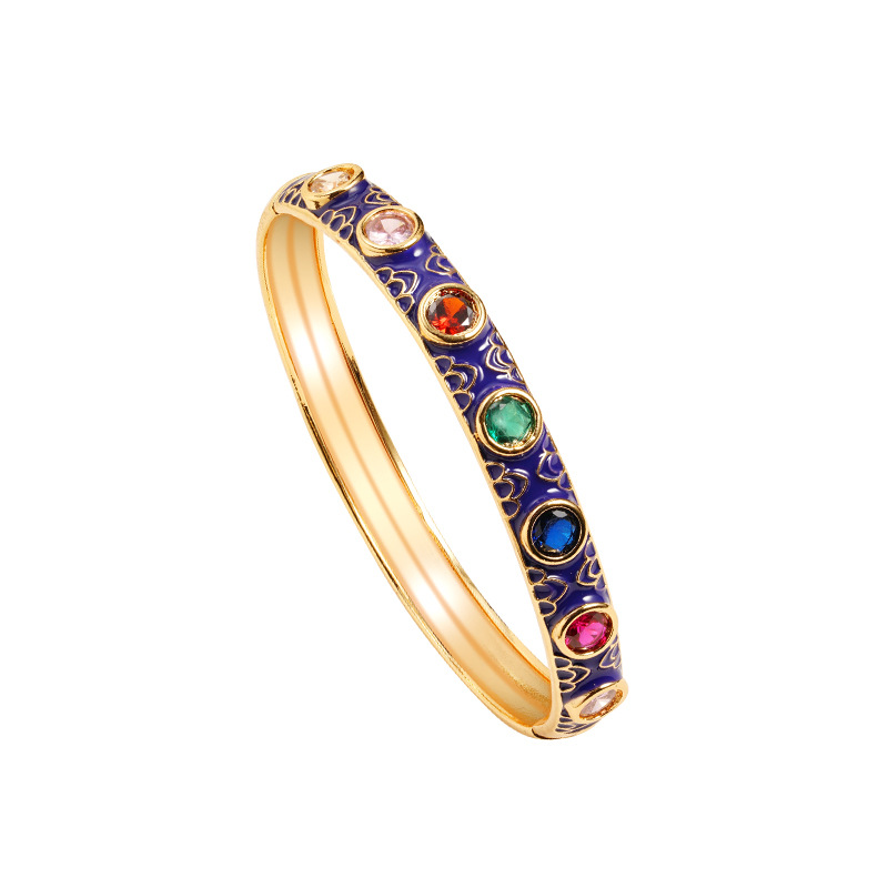 Nuevo producto Gufasha pulsera de oro de zinc de color de zirconio, anillo de oro de 18 quilates galvanizado, joyas de mano transfronterizas de mujeres europeas y estadounidenses