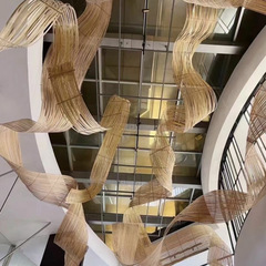 手工竹排竹编竹片篾条竹艺造型造景悬吊式天花板装置婚庆展厅装饰