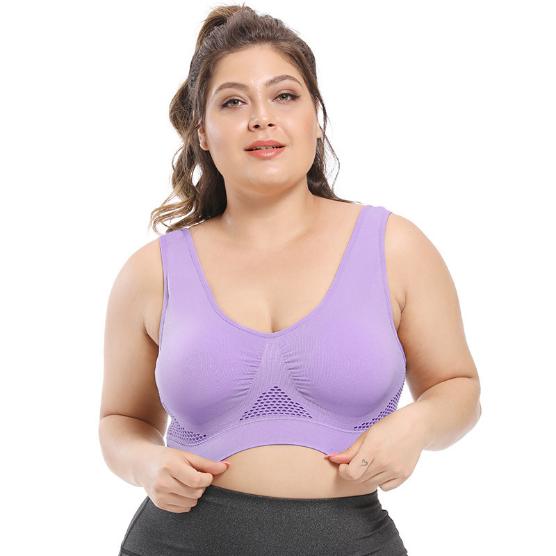 Sujetador deportivo 6 color hueco de malla transpirable agujero más tamaño Sujetador deportivo yoga de las mujeres corriendo ropa interior deportiva