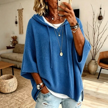 2026 European and American Women's Fashion Amazon Independent Site New Knit Hooded Drawstring Sweatshirt Sweater Loose Outerwear 2026 European and American Women's Fashion Amazon Independent Site New Knit Hooded Drawstring Sweatshirt Sweater Loose Outerwear