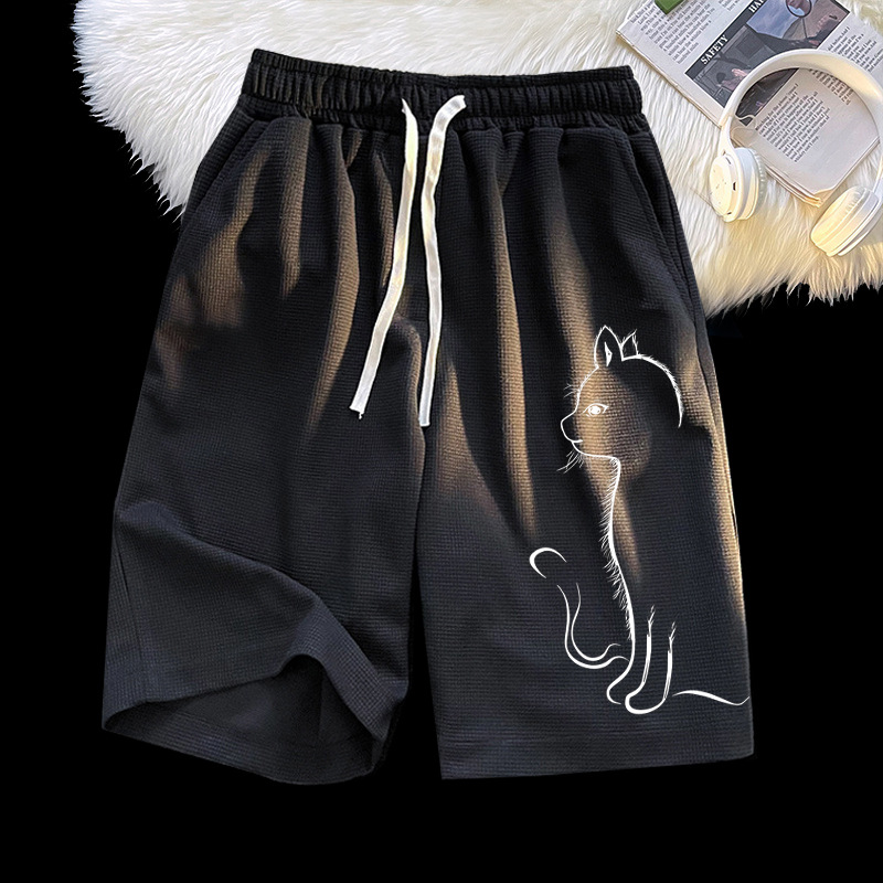 Venta directa de fábrica pantalones cortos waffle verano de los hombres INS de moda Pantalones casuales sueltos pantalones cortos deportivos rectos