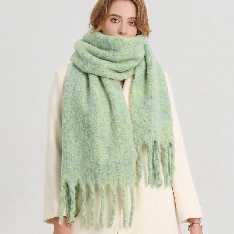 Tonglu Factory Amazon Foreign Trade Europe and America 2026 Autumn/Winter New Style Loop Yarn Thick Tassel Patterned Scarf Shawl