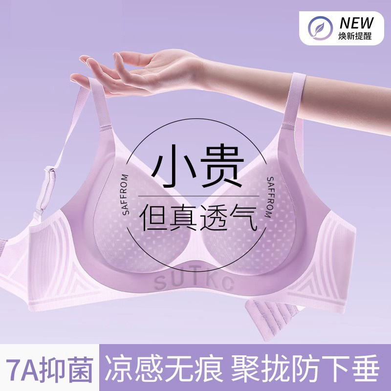 Summer Ultra-thin Cool-feeling No-trace Underwear Women's Small Chest Gathering Beautiful Back Comfortable Breathable Pull-up Anti-sagging Bra