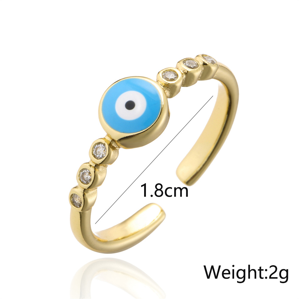 fashion drip oil devilu0027s eye ring copper plated gold open zircon ring