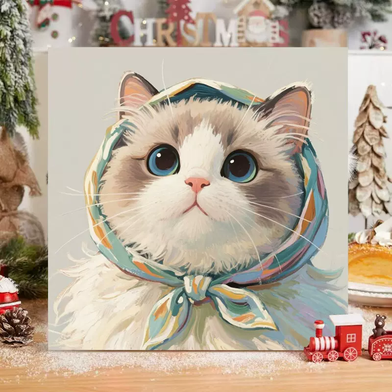 小猫咪数字油画diy填色可爱卡通动物手工儿童简单油彩画装饰批发