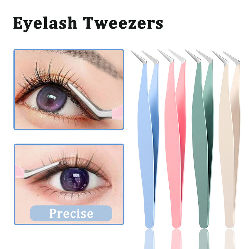 Multifunctional Nail Art Tool for False Eyelashes, Gold Feather Clip for Nail Stickers with Silicone Press Stick