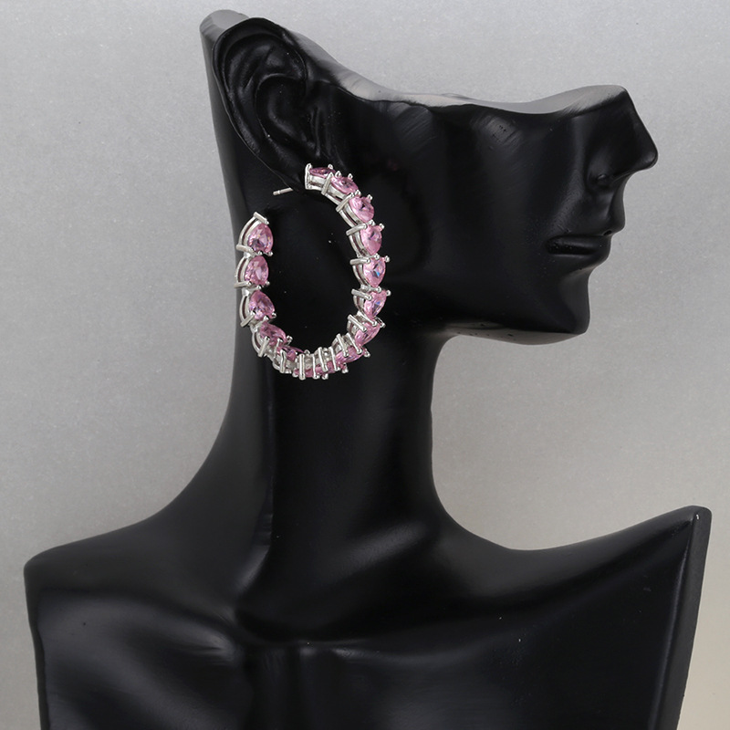 Fashion Heart Shape Copper Ear clips Ear Studs Plating Inlay Zircon Copper Earrings