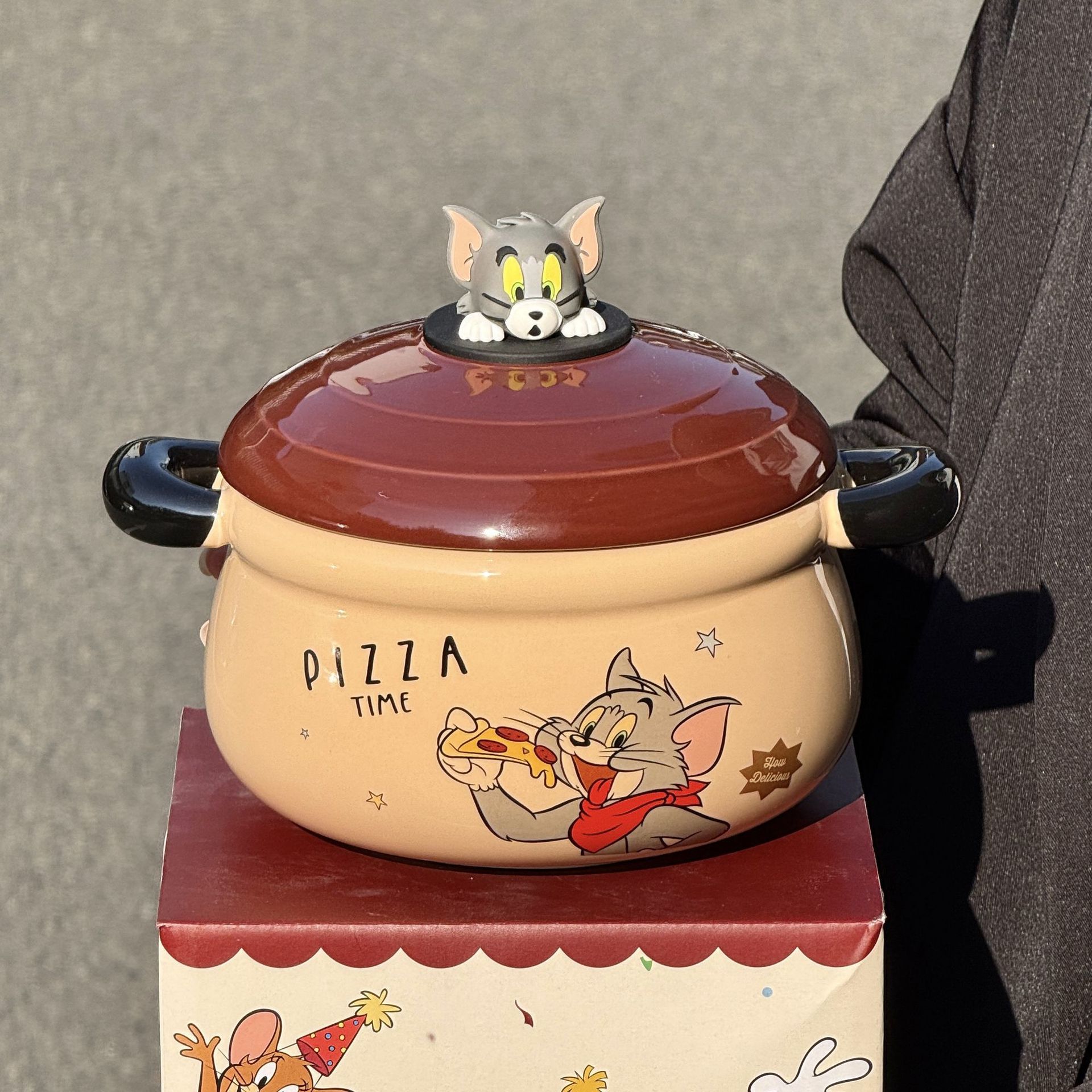 고양이와 쥐 라면 그릇 브라운