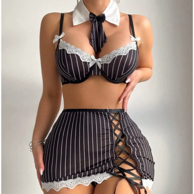 (Торговля через границу), sexy underwear, mini-skirt with bow, uniform, set, European style