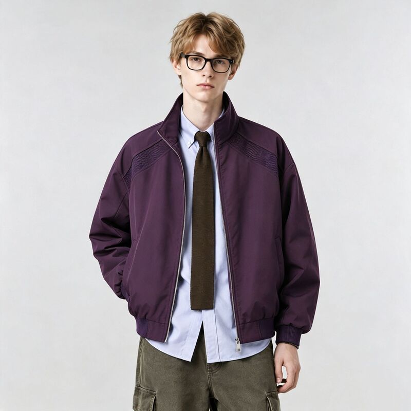 College-style men's purple jacket, new spring and autumn trendy American-style versatile loose-fitting fashion sports coat College-style men's purple jacket, new spring and autumn trendy American-style versatile loose-fitting fashion sports coat