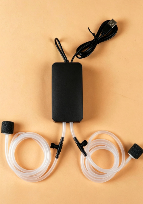 Pompe à air USB noire à double sortie