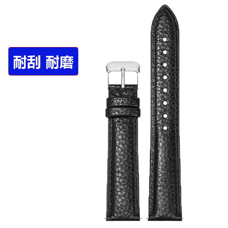 Correa de reloj de cuero genuino con hebilla de textura de lichi, suave, impermeable, duradera, colorida, 10~22 mm, venta al por mayor en stock