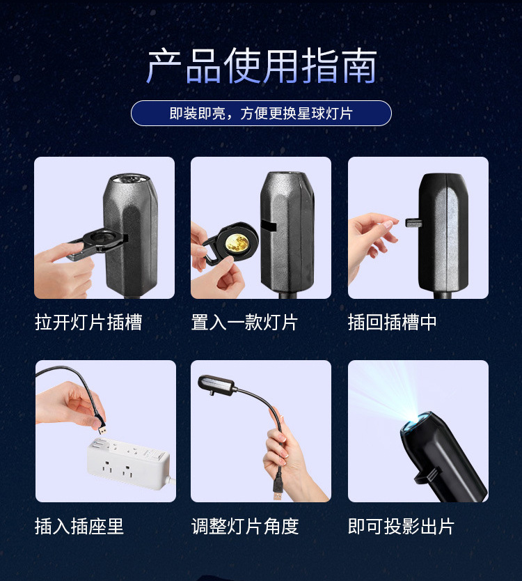 New Car-Mounted Starry Sky Light, Starry Sky Projection Light, Welcome Light, Creative Romantic Car Atmosphere Light for Couples' Bedroom, Moon Light