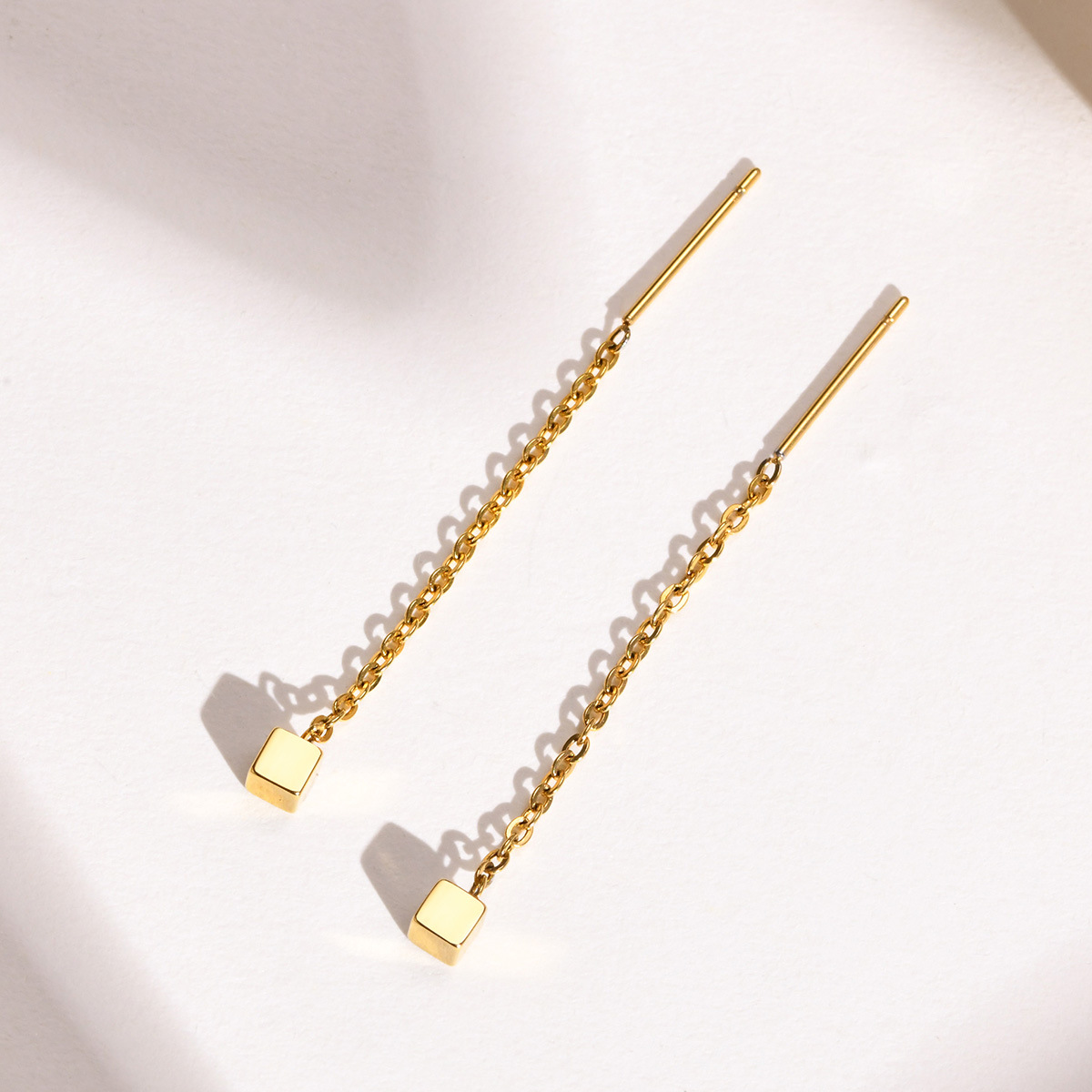 Simple Style Geometric Stainless Steel Drop Earrings Plating Stainless Steel Earrings 1 Pair